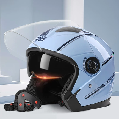 Motorcycle Safety Supplies Helmets, Electric Vehicle Helmets, Four-Season - sky-blue
