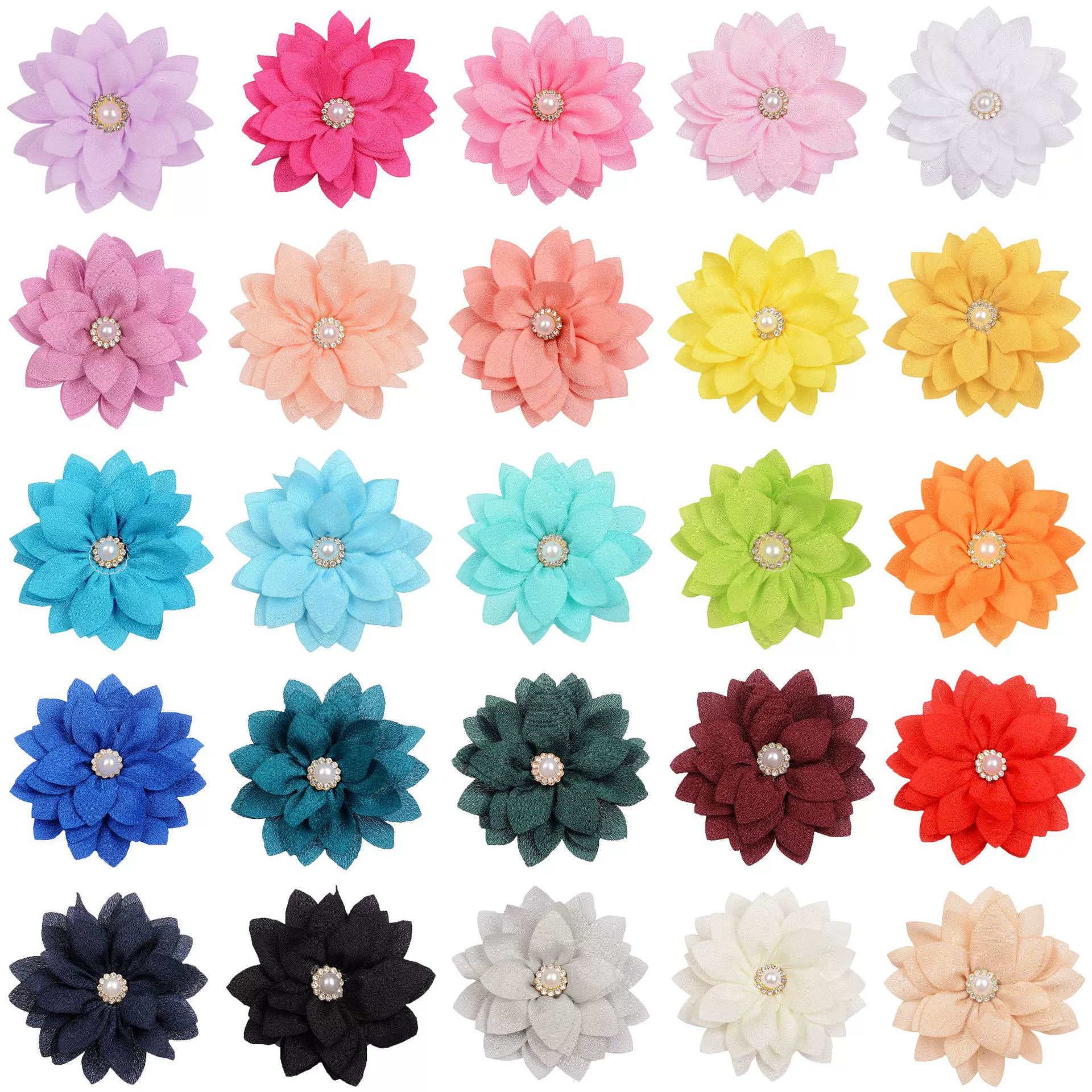 Заводская булавка со стразами лотоса Жемчужный Цветок Сердце Ткань Шифоновый Цветок DIY Детская обувь и головные уборы аксессуары для одежды аксессуары