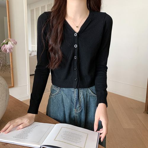 Autumn Collection New Arrival Women's Short Sleeve Knit Top with Long Cardigan Outerwear