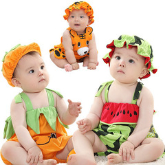 Baby Bodysuit with Cartoon Design, Cute Triangle Crawler Suit, Thin One-Piece Outfit for Kids, Summer Diaper Cover