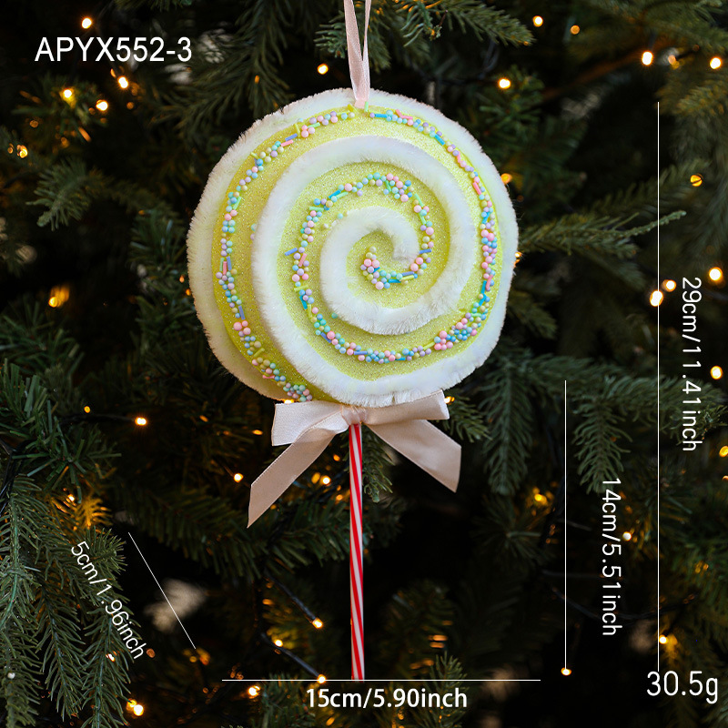 Color transfronterizo Lollipop espuma caramelo tela de veludo polvo adhesivo color árbol de Navidad decoración de ventanas colgante colgante en stock