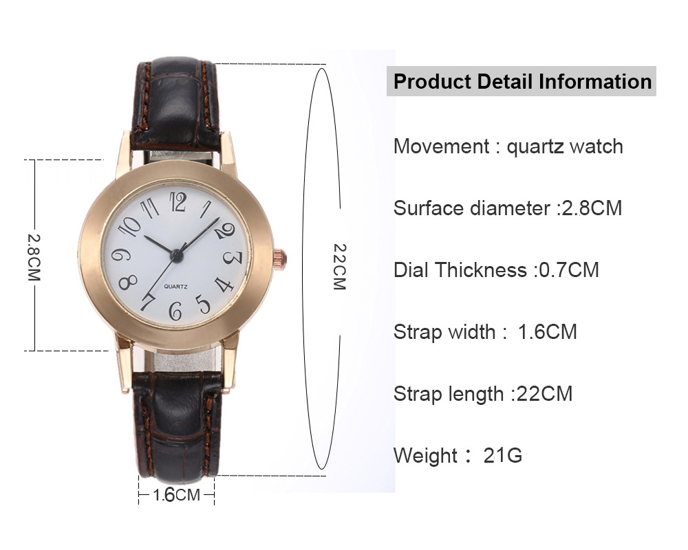 Version corenne de la montre de ceinture pour dames simple montre  quartz  petit cadranpicture1