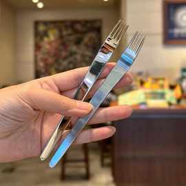 敲好看！ins高颜值不锈钢点心甜品叉子吃蛋糕月饼叉沙拉水果叉签
