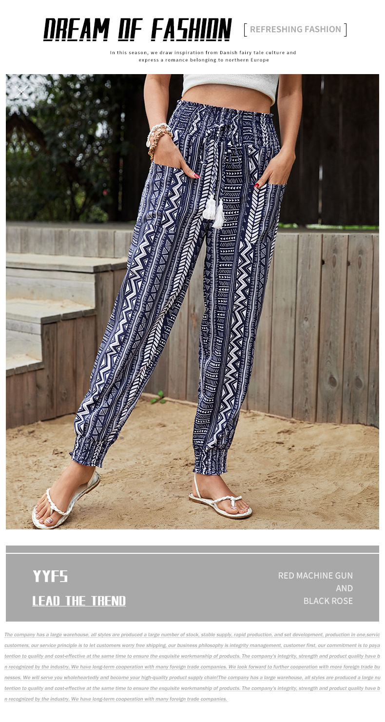 Printed Ethnic Style Pocket Pants_voghion.com