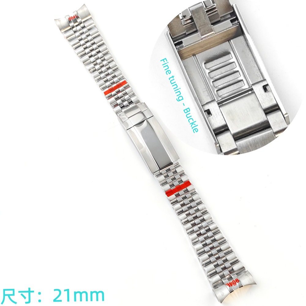 Correa de acero de ajuste fino pulsera de pulsera 21mm sólido de acero plegable accesorios de reloj Renacimiento