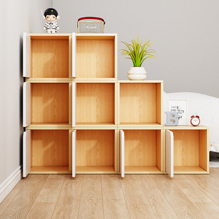 Storage Rack Floor Bookshelf Storage Display Rack Free Combination Grid Cabinet Household Bedroom Small Storage Cabinet with Door
