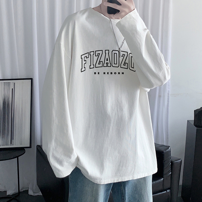 Camiseta de Manga Larga para Hombre de Algodón Puro para Uso Diario