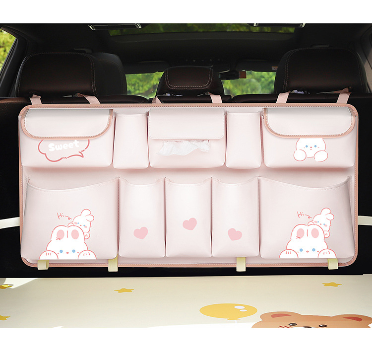 Multifunctional car trunk storage bag cute rear seat back-mounted car storage bag car storage box