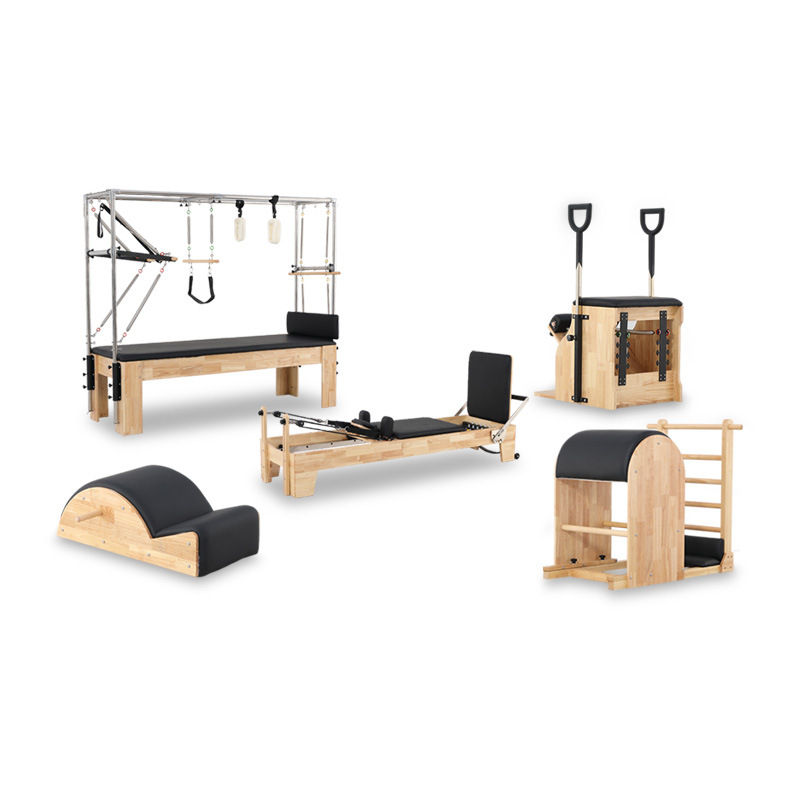 Pilates juego de cinco piezas semi-elevado dos en uno escalera de roble estudio de yoga cama central plegable reformador doméstico