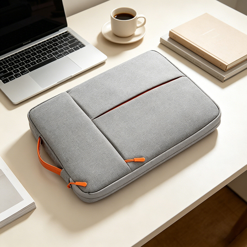 Business Laptop Bag, Vertical Style, Ultra-Thin, Logo-Printed, Tablet Protective Cover, Velvet Computer Sleeve Bag 15inch