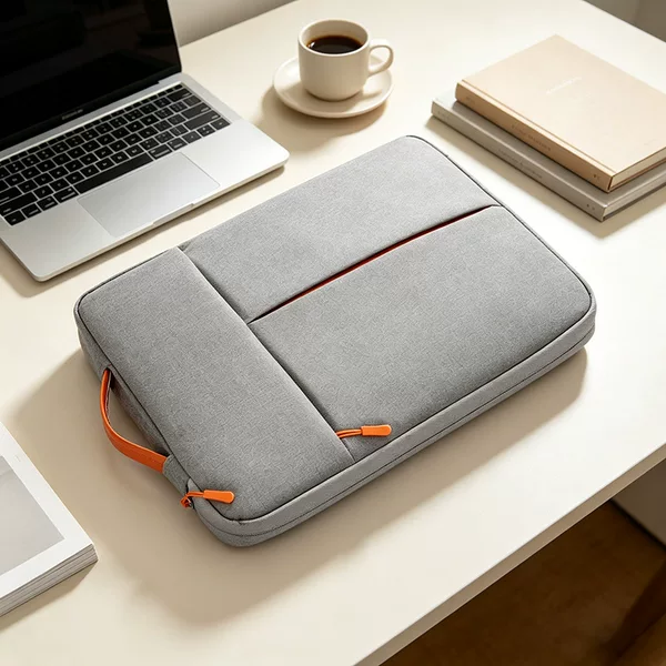 Business Laptop Bag, Vertical Style, Ultra-Thin, Logo-Printed, Tablet Protective Cover, Velvet Computer Sleeve Bag 15inch