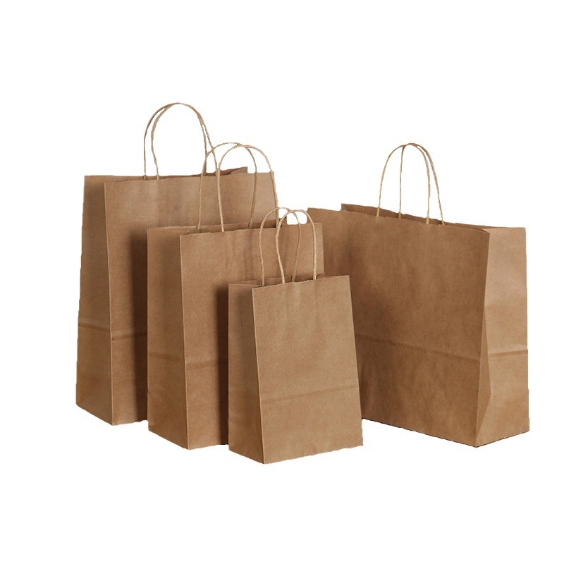 En stock bolsa de papel Kraft bolso al por mayor catering para llevar leche té café bolsa de embalaje ropa engrosada bolsa de papel personalización