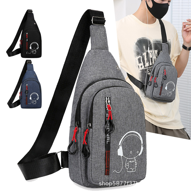 Luminous Kids Men's Chest Bag 2025 New Fashion Crossbody Bag Multi-Layer Small Shoulder Bag Casual Outdoor Small Backpack