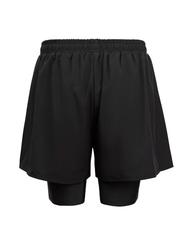Fashionable men's double-layer anti-embarrassment solid color in-store quick-drying swimming trunks comfortable sports short swimming trunks for men