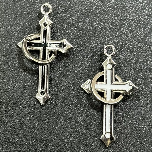 Cross-Border Hot-Selling Jewelry DIY Accessories, Cross-Shaped Decorative Rings, Round Decorative Necklaces, Cross Pendants, Alloy Accessories