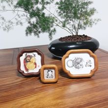 异形实木榫卯相框摆台可摆可挂柚木檀木圆角相框新中式立体展示框