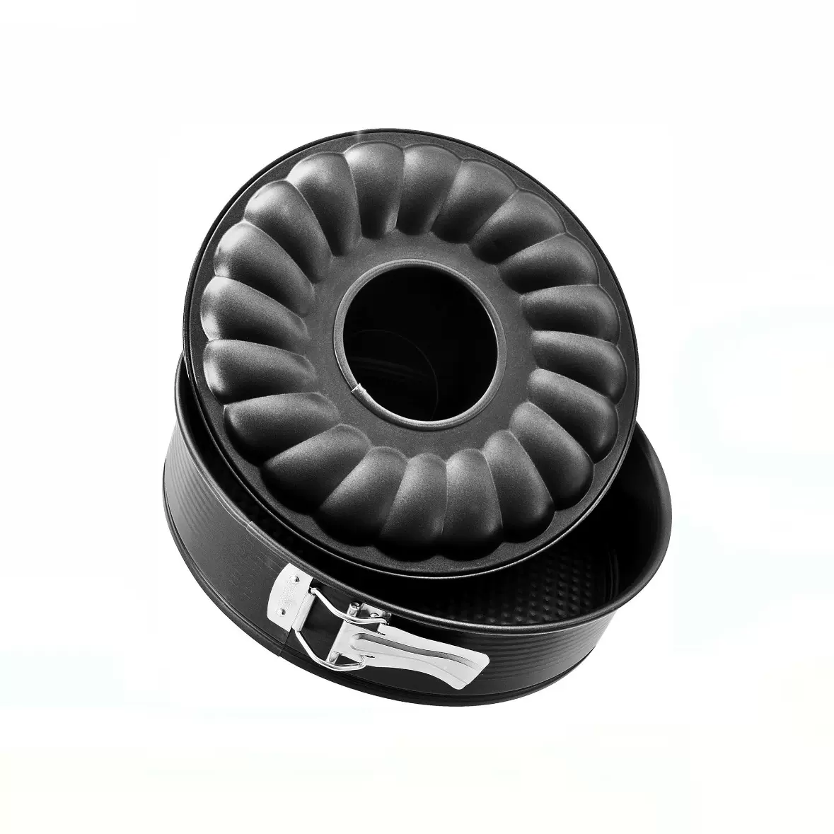 圆形带锁扣中空烟囱蛋糕模具活底烘焙烤盘不粘戚风蛋糕烤盘跨境