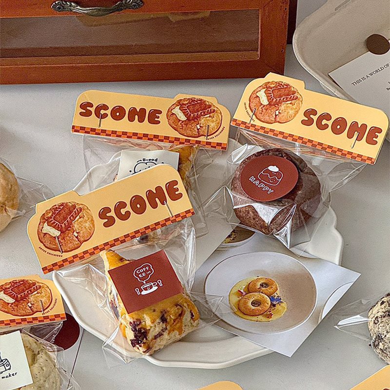 网红冰奶乳酪司康包装卡头袋纽约大曲奇小饼干单独自封自粘透明袋