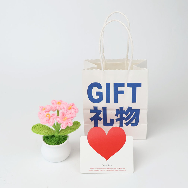 成品手工跨境针织毛线向日葵盆栽铃兰勿忘我仿真花摆件教师节礼物|undefined