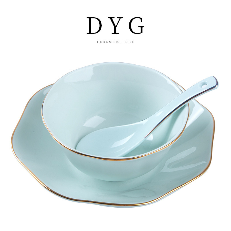 Nordic Style Phnom Penh Dish Set Household Soup Bowl Tableware Set Bowl and Plate Dish Combination Creative Ceramic Bowl Plate and Spoon