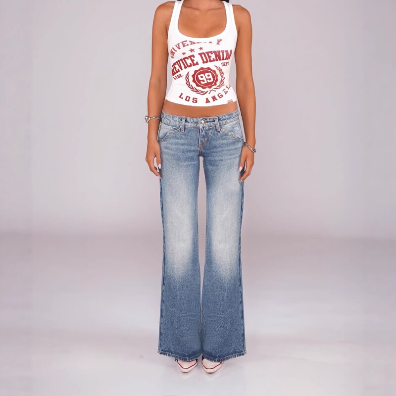 Cross-Border Revice European and American Wholesale Foreign Trade Amazon Tk Jeans Women's Summer New Style Flared Low-Waist Long Pants Cross-Border Revice European and American Wholesale Foreign Trade Amazon Tk Jeans Women's Summer New Style Flared Low-Waist Long Pants