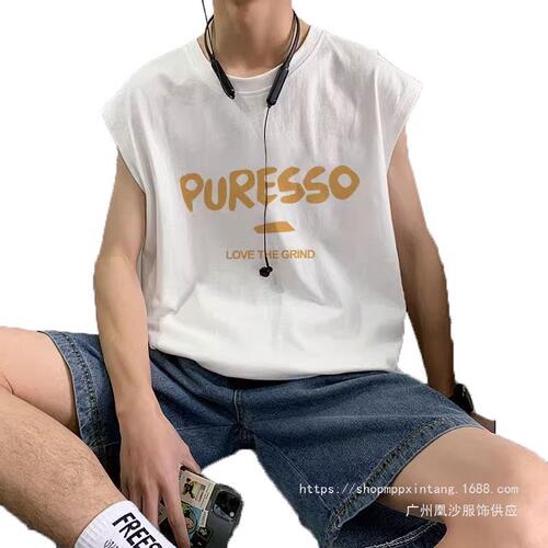 Phoenix Cotton Cardigan Sleeveless T-Shirt Men Summer New Ins Trend Brand Basketball Sports Fitness Loose Fashion Backless Top