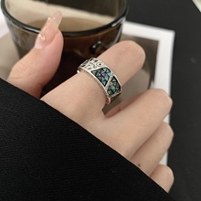 925镀银彩贝几何涂鸦图腾开口戒指女轻奢小众设计精致高级