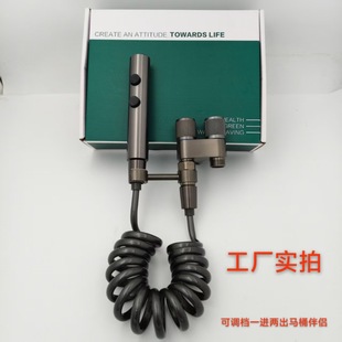 Stainless Steel Triangle Valve Toilet Companion Spray Gun High-Pressure Household One-In-Two-Out Bathroom Toilet Sub-Switch Booster