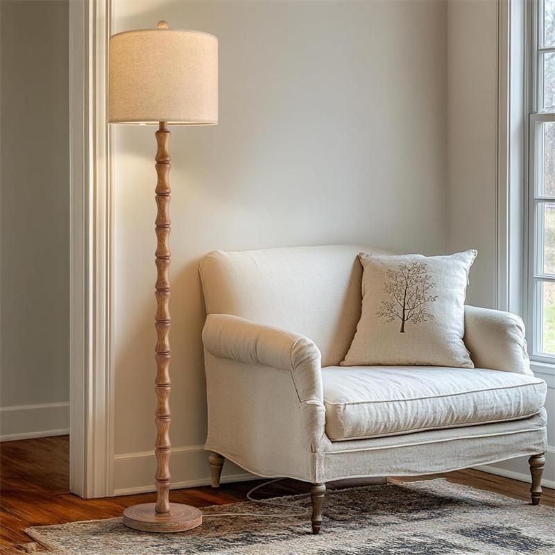 Bedroom floor lamp in American country farmhouse style, vintage study corner home decor, retro cross-border living room floor lamp