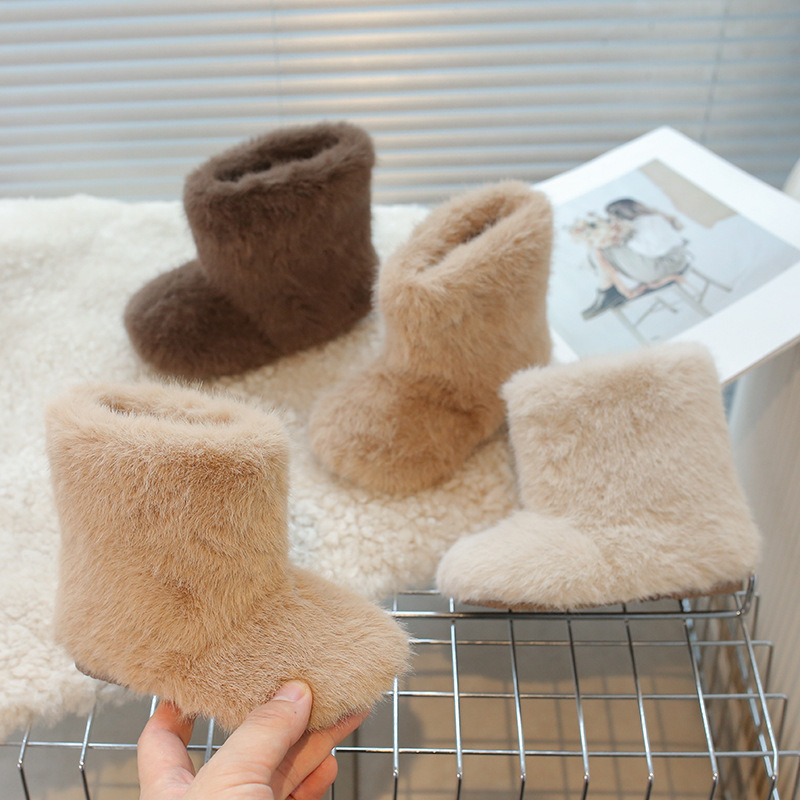 韩版可爱雪怪童鞋女童雪地靴2025冬季新款时尚加绒保暖女宝宝棉靴|undefined