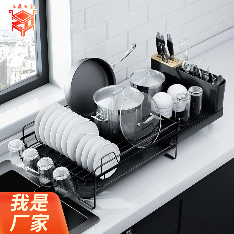 キッチン食器棚伸縮可能水槽のそばの食器収納棚ナイフとフォークのコップの水切り棚キッチン収納棚|undefined