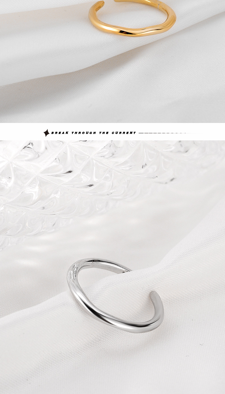 Simple Style Solid Color Silver Plating Open Ring 1 Piece