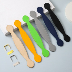 柜子皮拉手皮革把手配件歐式抽屜提手黑色裝飾圓形家具衣櫃門拉手