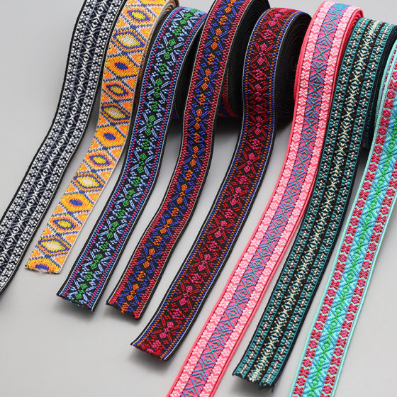New Ethnic Style Narrow Elastic Band Colorful Elastic Pants Wide Elastic Band Flat Accessory Elastic Waistband
