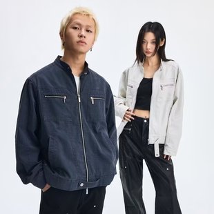 2025 Spring and Autumn High Street Fashion Brand Ins Jacket Men's and Women's Korean Style Ripper Handsome High-end Casual Loose Jacket