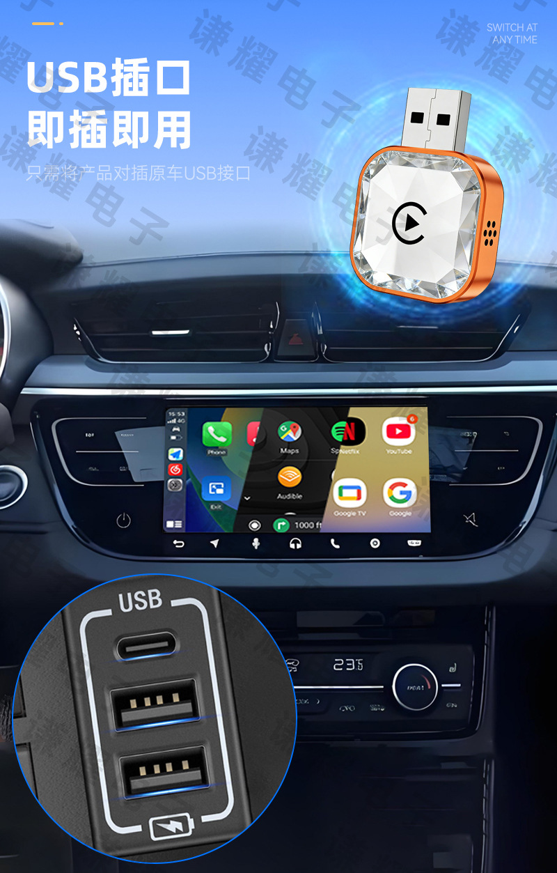 Cross-Border 4-in-1 Car Connectivity Box Dual-Band Android Apple Screen Mirroring Smart Wireless Carplay Box