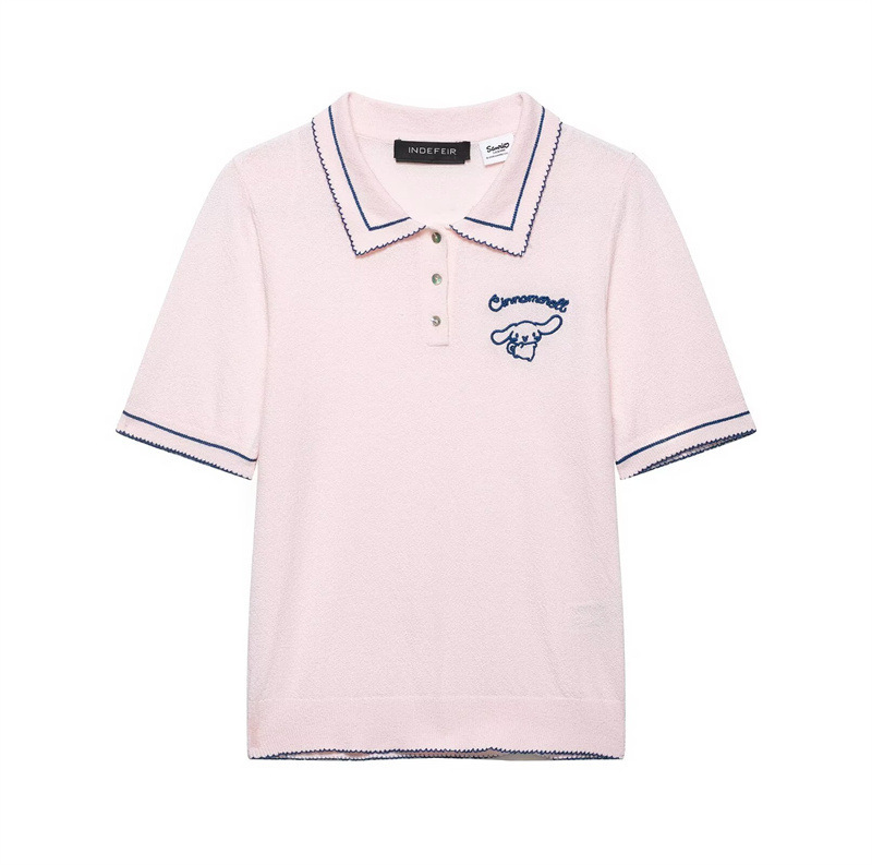 Foreign Trade Cross-Border Women's Clothing Wholesale 2026 New Sanrio Hello Kitty Knitted Short-Sleeved Polo Shirt 575503