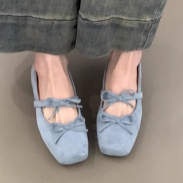 2026 zapatos de ballet de arco cuadrado de verano suaves zapatos de estilo francés de altura interior zapatos Mary Jane zapatos de ventano de noche