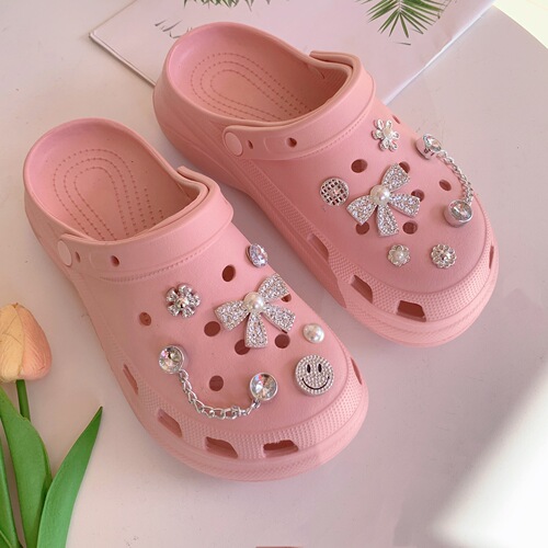 Cross-border Crocs Decoration Removable Shoe Flower Shoe Buckle Ins Style Creative Silver Smiley Series