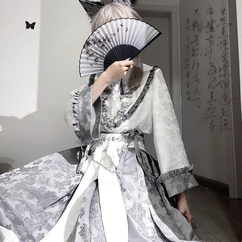 新款中华Lolita亚文化中性无性别cos穿搭暗黑系赛博朋克全套拍照|undefined