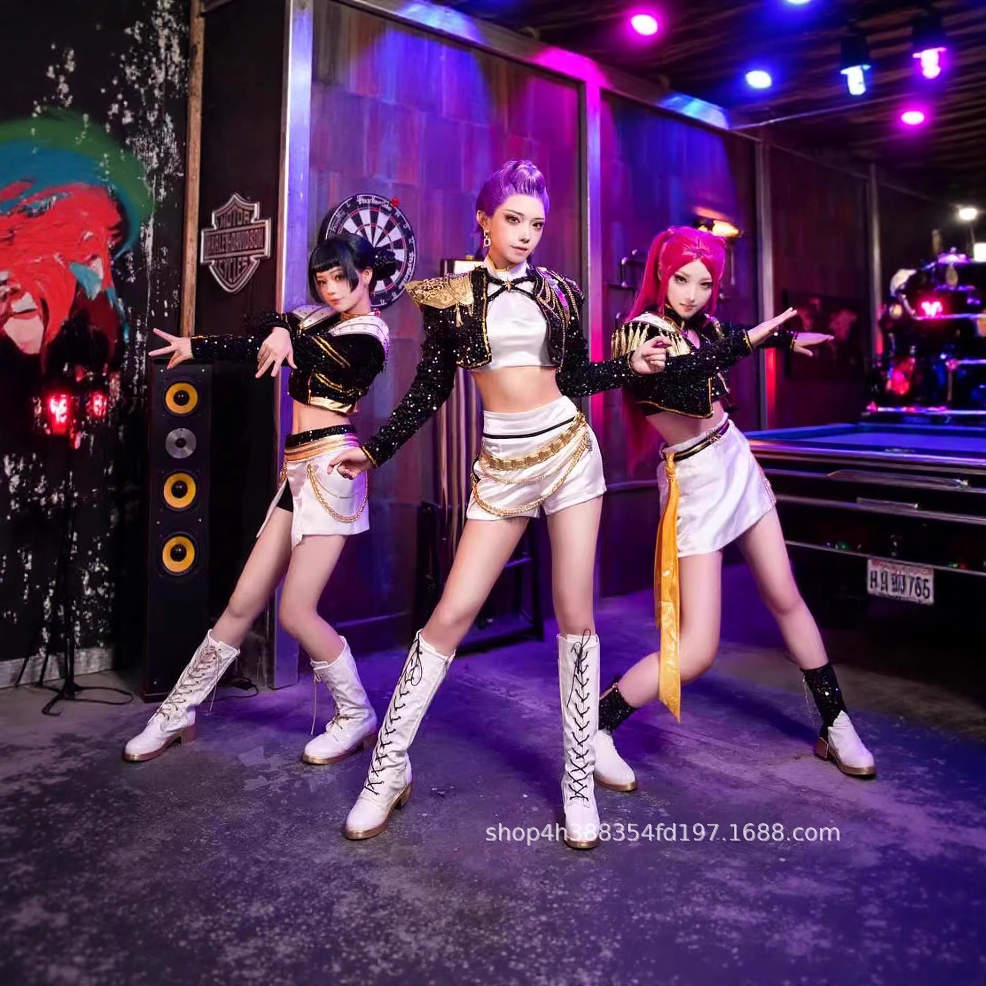 Kpop-Hunter Witch Group Black Gold Series Rumi Rumi Mila Zoey Adult and Children's Performance Costumes