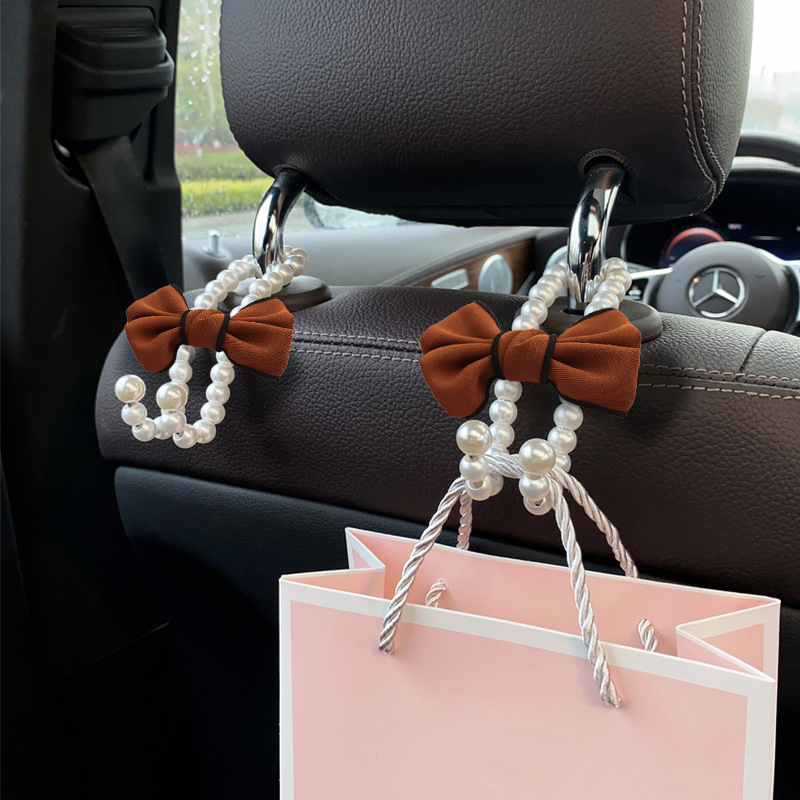 Gancho de lazo de perla para coche Gancho trasero del asiento delantero para coche Gancho pequeño multifuncional para coche