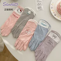 Sanrio, милые мультяшные перчатки с сердечком для девочек, круглый рот, солнцезащитные перчатки, милые летние солнцезащитные перчатки для путешествий, езды на велосипеде и поездок на работу