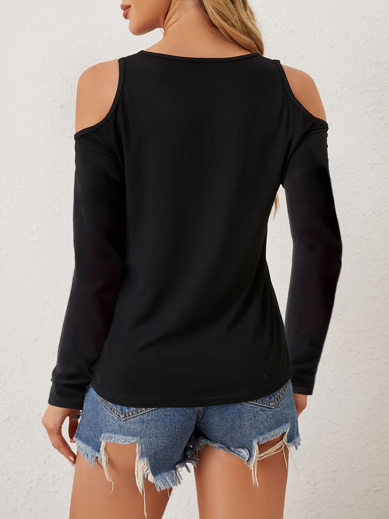 Elegant Lace Women's Clothing V Neck T-Shirt Long Sleeve Slimming Top Solid Color American Style Casual Fashion Tees_ecoleips.com