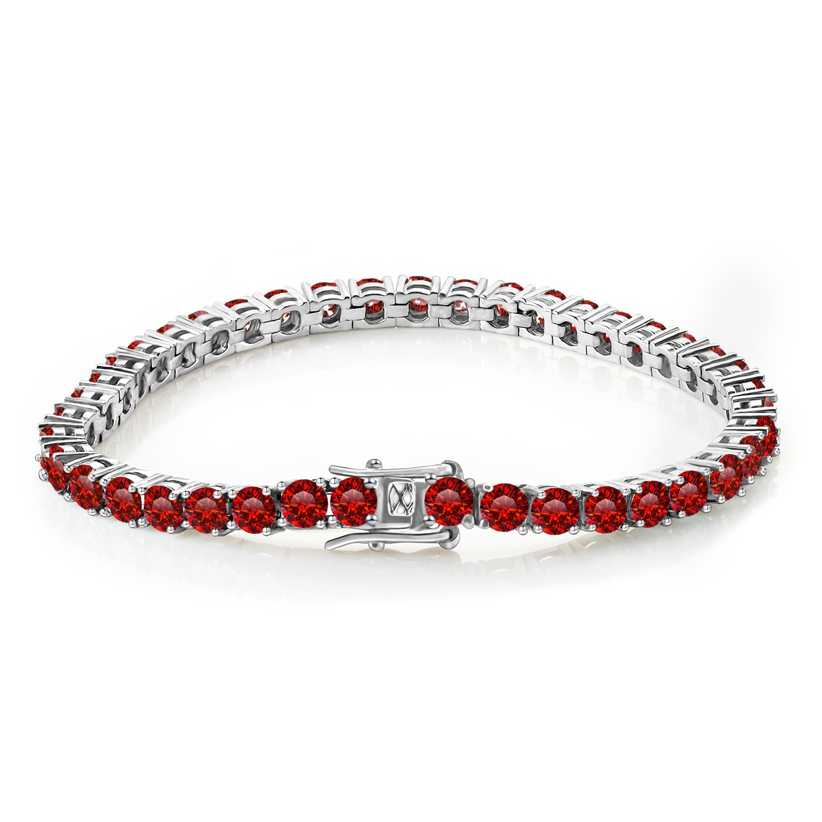 3mm Granada rojo tenis pulsera collar s925 plata con incrustaciones tenis cadena fabricante ahora