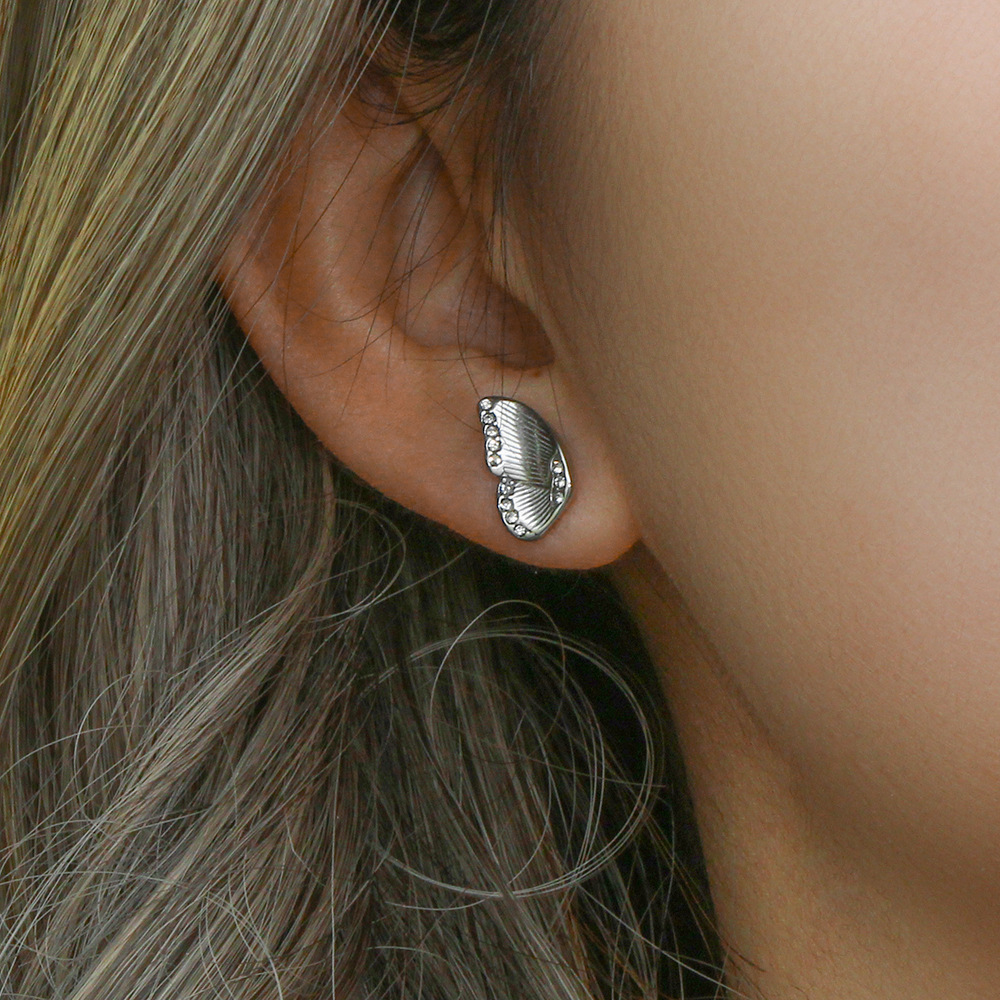 Fashion Animal Earrings Jewelry Stainless Steel Plated 18K Gold Butterfly Zircon Stud Earringspicture5