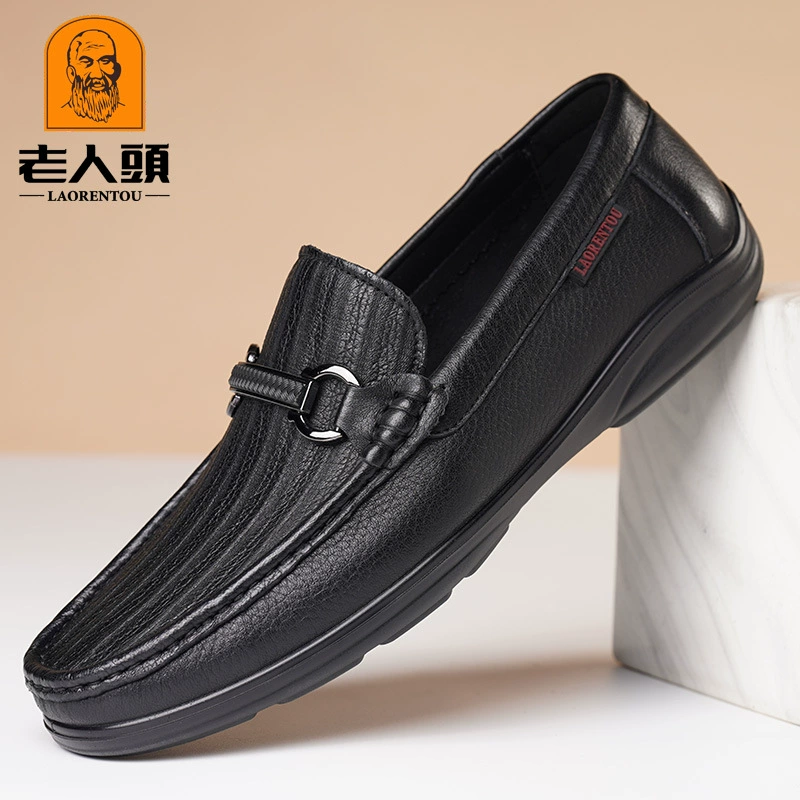 Пакет старых мужских туфель-бини, натуральная кожа, мягкая подошва, легкая подошва, дышащая деловая обувь, высококачественная повседневная кожаная обувь на плоской подошве 24B187