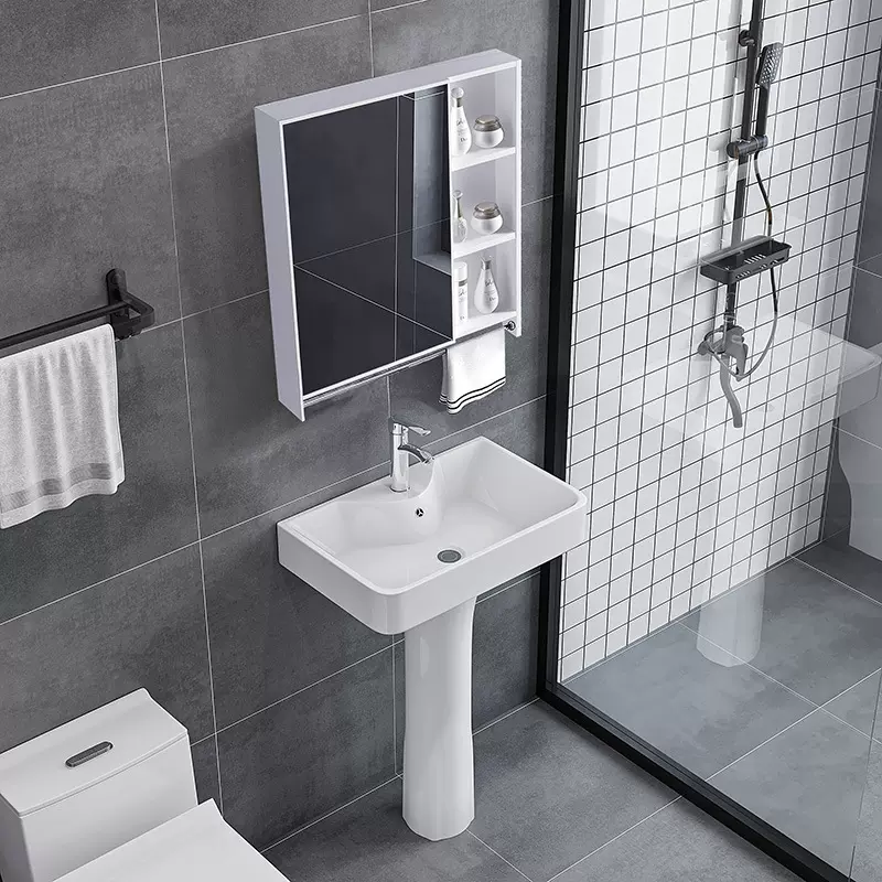 新款洗脸盆镜柜立柱式落地洗手盆陶瓷小户型迷你阳台卫生间洗手盆