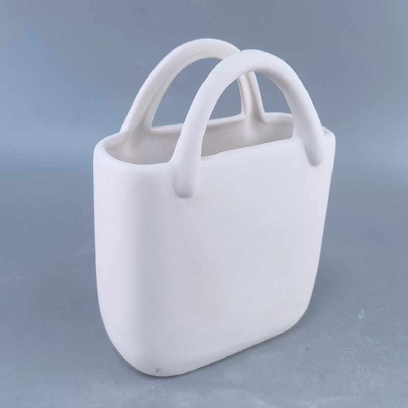 Bolsa de mano vintage canasta de resina vasos hidropónicos adornos de escritorio floral creativo simple vasos de cerámica moderna