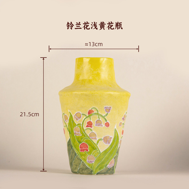 景德镇手工油画花瓶干花家居装饰电视柜摆件酒柜电视柜陶瓷小花器|undefined